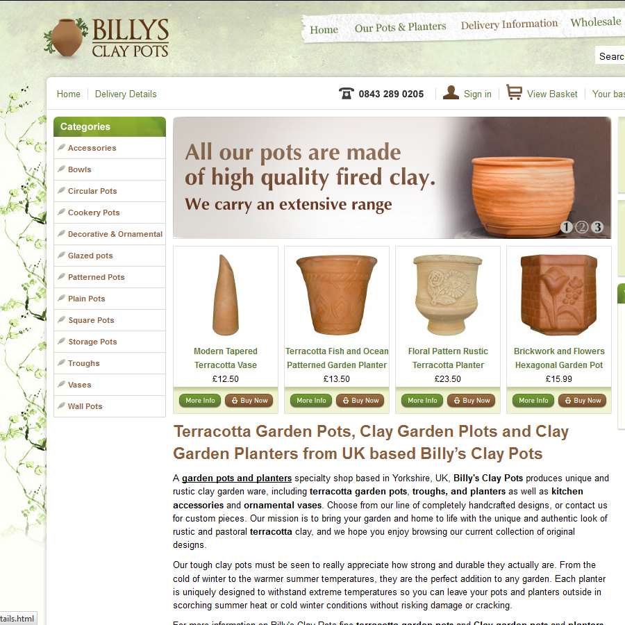 Billy's Clay Pots Home Page